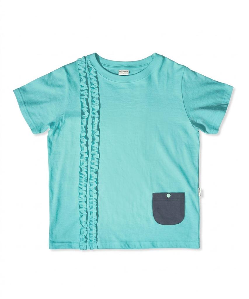 ESCAPEFROM [Escf X Hot Today] Frill Pocket Detail Standard Fit Short Sleeve T-Shirt Mint