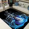 3d Creative Water and Fire Guitar Area Rug,Rugs Carpets for Living Room Bedroom Decoration,Kitchen Bathroom Non-slip Floor Mats