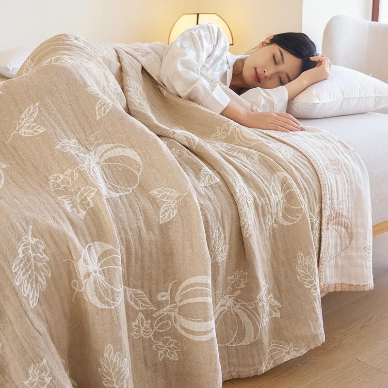 Pătură de vară din tifon de bumbac 100% cuvertură de pat respirabilă pat jacquard în carouri pat ușor Pături și cuverturi de pat care nu se micșorează