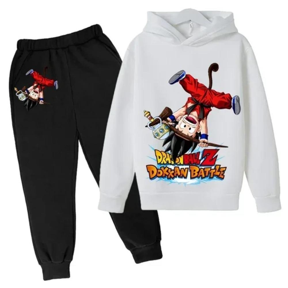 2025 Dragon Ball Z Hoodie Kinder Frühling Sportbekleidung Jungen und Mädchen Goku Sweatshirt Jungen Kleidung Mädchen Set Hoodie Hosenanzug Kinder