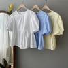 2024 Summer Vintage Womens Shirt Puff Short Sleeve Casual Slim Woman Blouses Cotton White Shirts Tops Female Blusa Mujer 14375