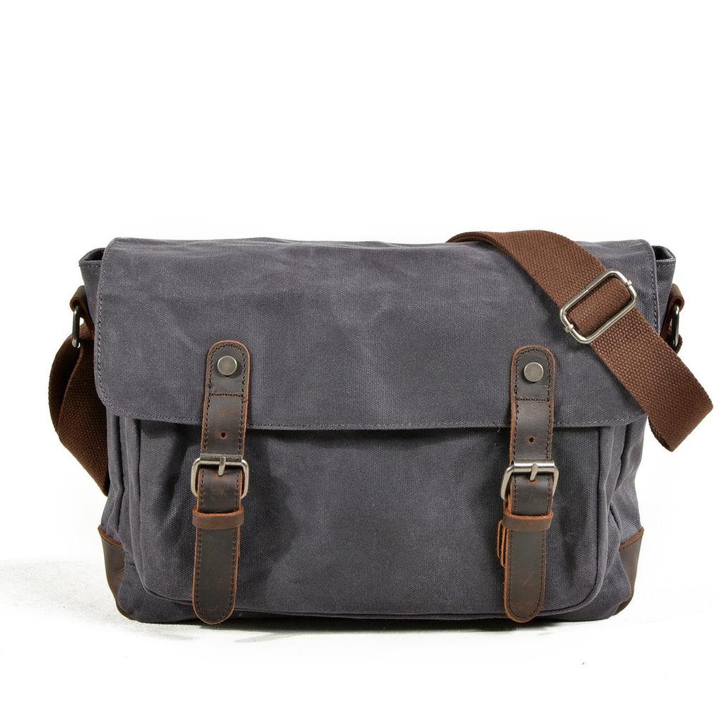 Mukawa Men's Water-Repellent Canvas Crossbody Messenger Bag - Retro Sports Shoulder Bag