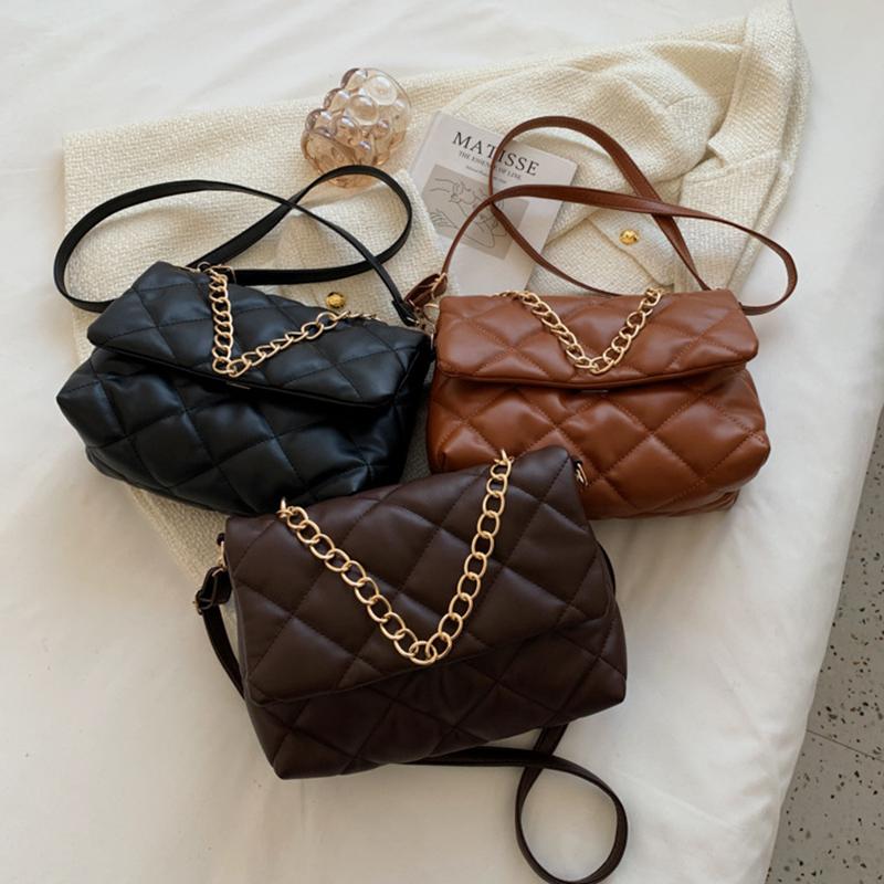 Yogodlns текстура ромб однотонная сумка через плечо с клапаном для женщин цепочки декоры — фото 10