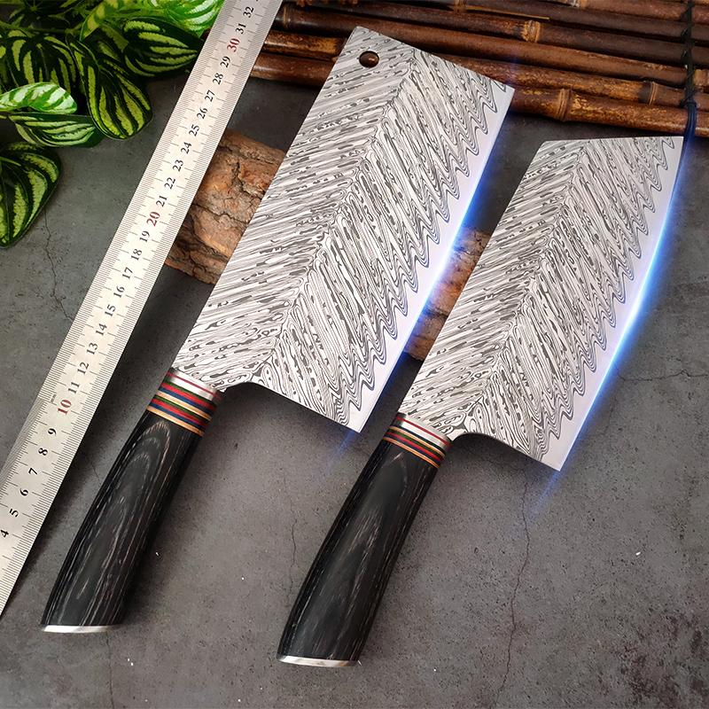 Heavy Kitchen Knives Cleaver Meat Chopping Vegetables Chinese Knife Wood Handle Stainless Steel Chef Knife Hand Forged Blade 8"