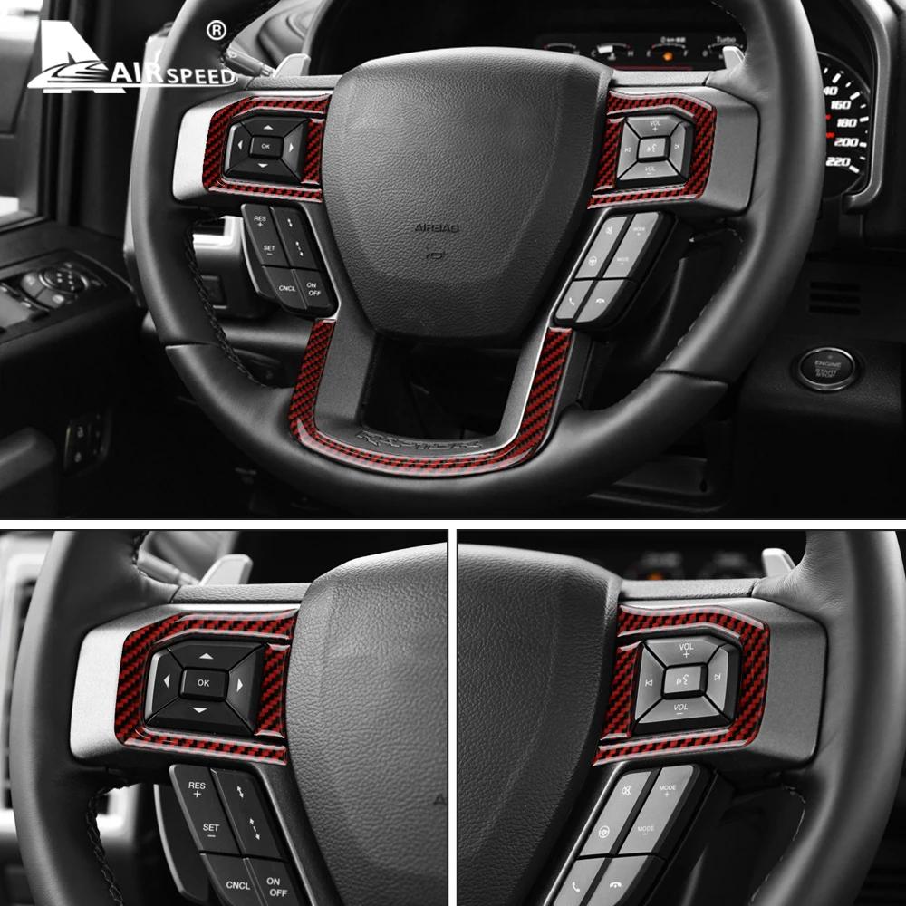 Carbon Fiber Steering Wheel Button Cover Trim for Ford F150 2015-2019 Interior Accessories