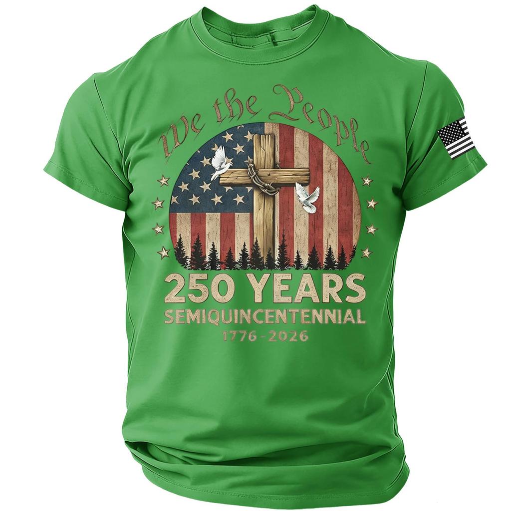Men’s Short Sleeve Crewneck T Shirt We the People 250 Years Semiquincentennial 1776 2026 Graphic Print Comfortable Fit