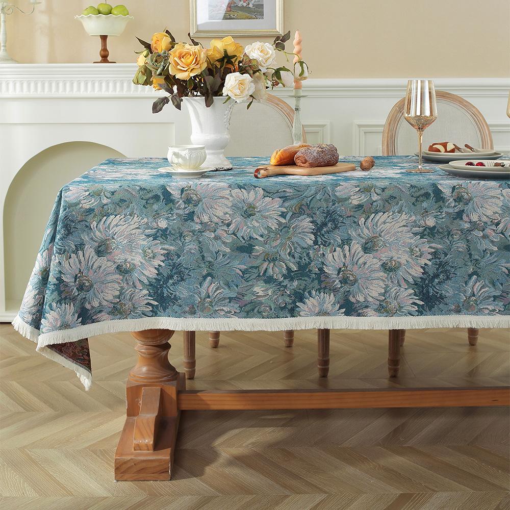 Tovaglia Stile Pittura a Olio Retrò Tovaglia da Tavolo da Cucina Copritavolo Rettangolare in Cotone Lino Jacquard Tovaglie Rettangolari Copritavolo da Tavola da Pranzo