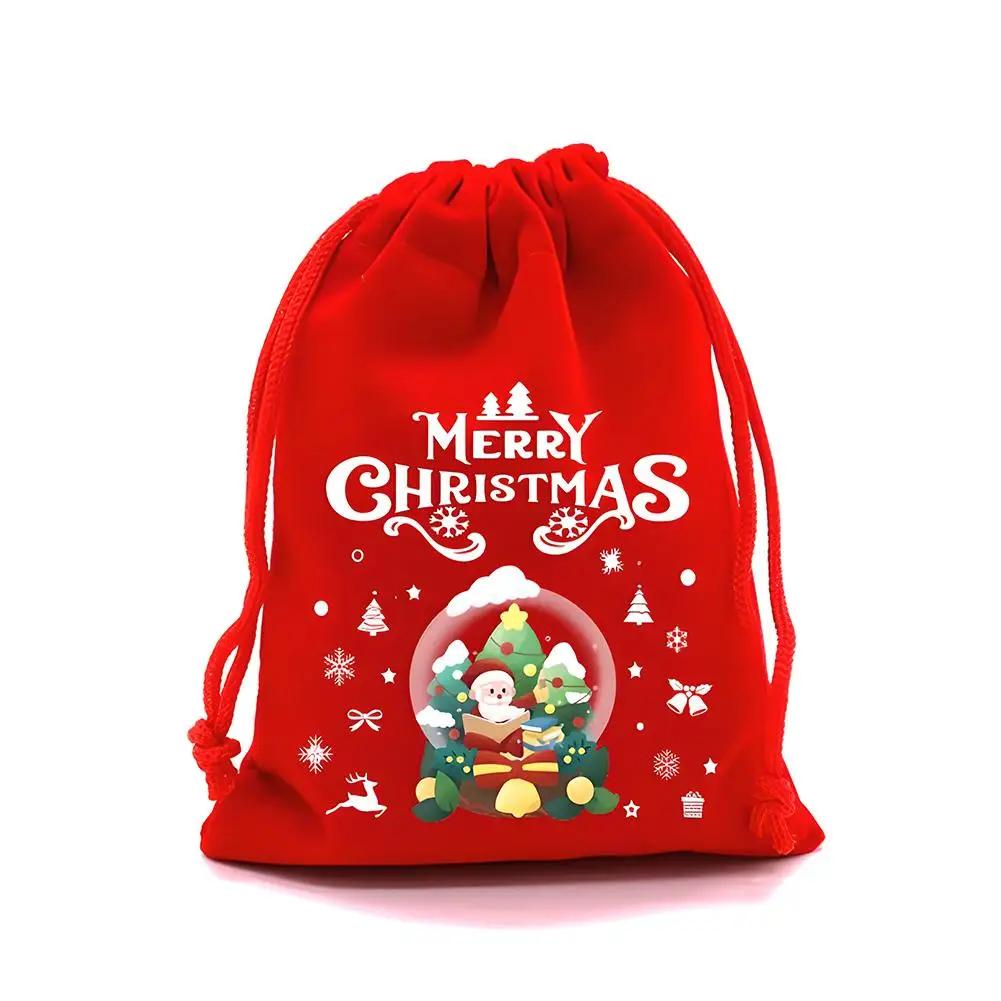 

2025 Christmas Velvet Bags Drawstring Candy Bag Red Pouch Storage Biscuit Bags Gift Bag Xmas Party Bags Gift Green Packagin N6C1