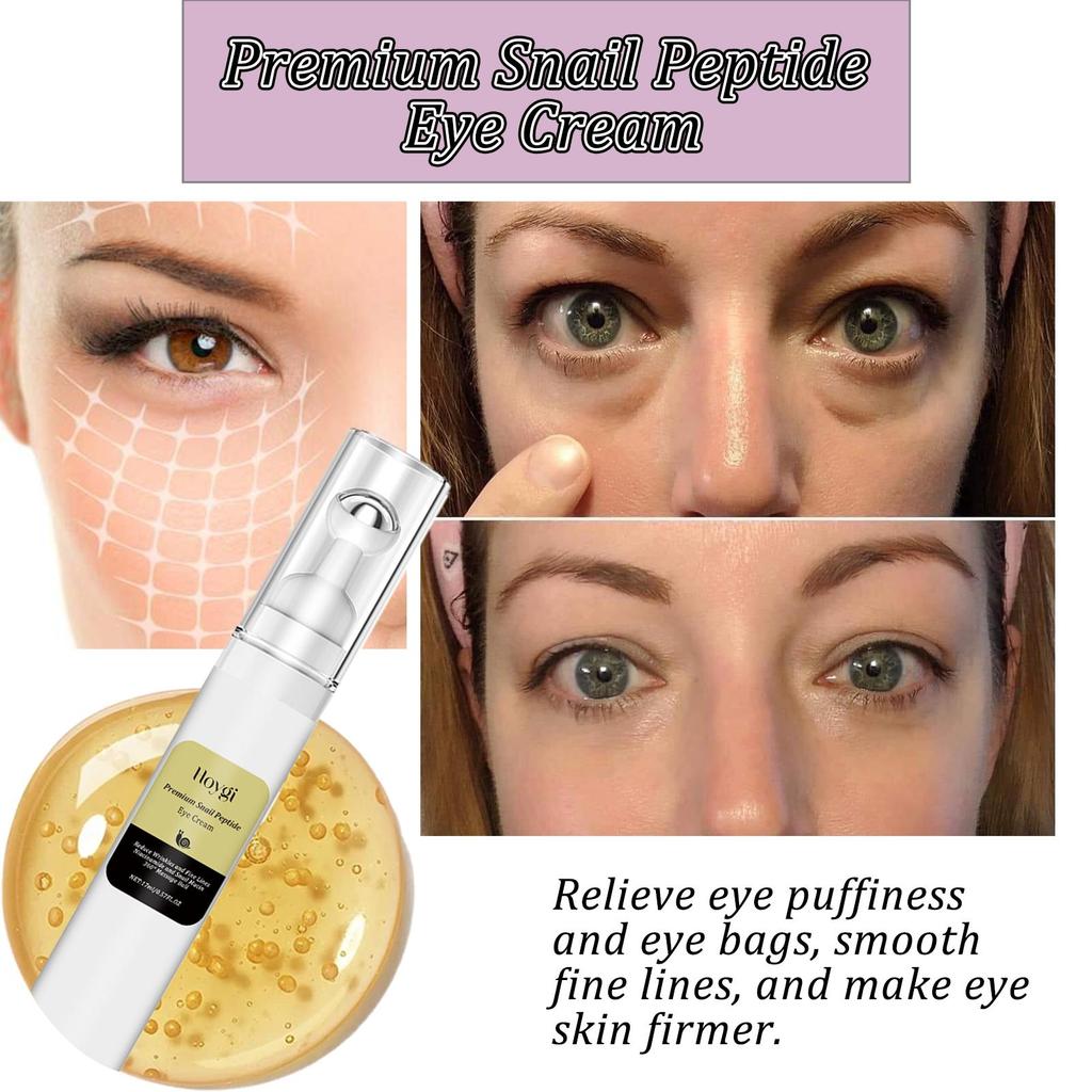 Crema Occhi con Peptidi di Lumaca, Cura Occhi con Massaggio Roller, Riduce Gonfiore & Linee Sottili, Rassoda & Tonifica la Pelle Sotto gli Occhi