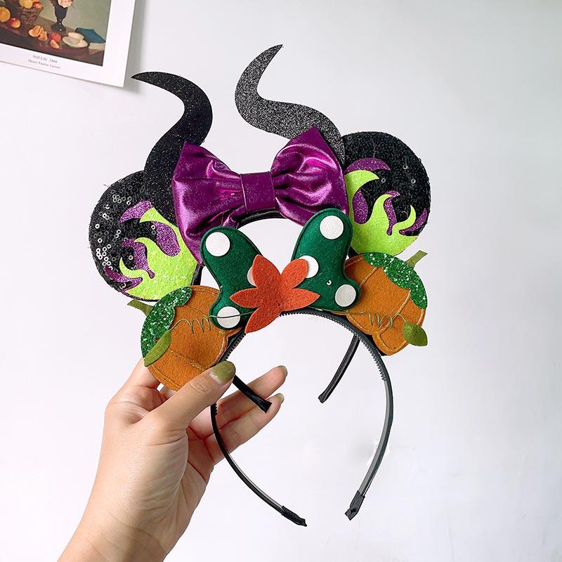 Quirky Pumpkin Bow Mesh Headband for Kids - Halloween Skull Witch Hair Accessory
