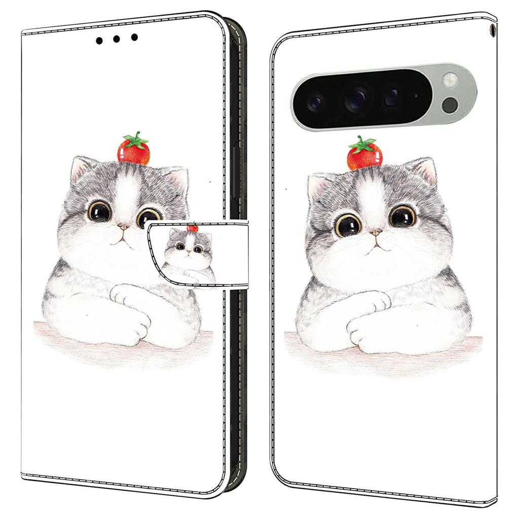 For Google Pixel 9 Pro XL Case Pattern Printing Anti-Drop Leather Flip Wallet Phone Cover
