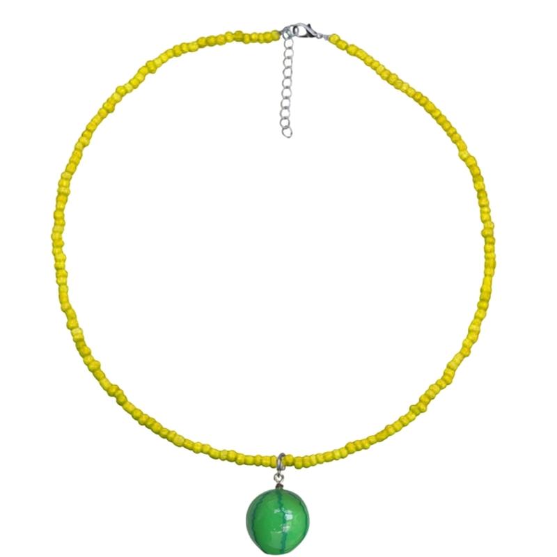 Разноцветное бусинное ожерелье с подвеской-фруктом Регулируемая длина Бусинная цепочка на шею Модное пляжное украшение