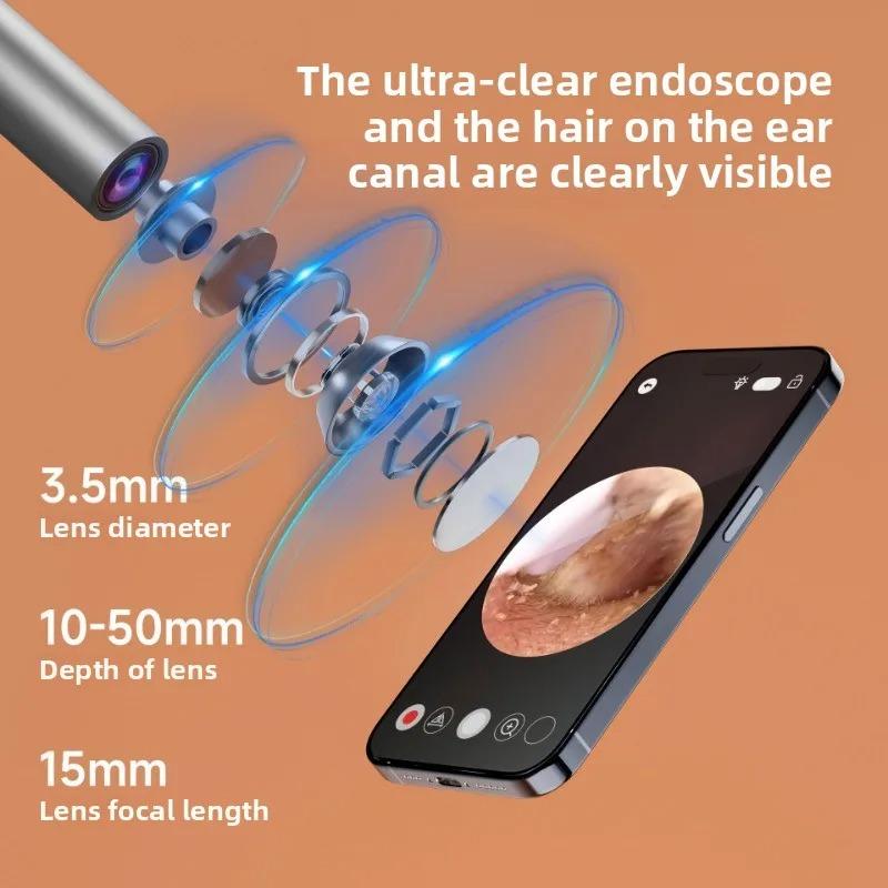 Wireless WiFi Ear Camera Otoscope with Light - HD Visual Ear Cleaning Kit, Smart Earwax Removal Tool with App Monitoring