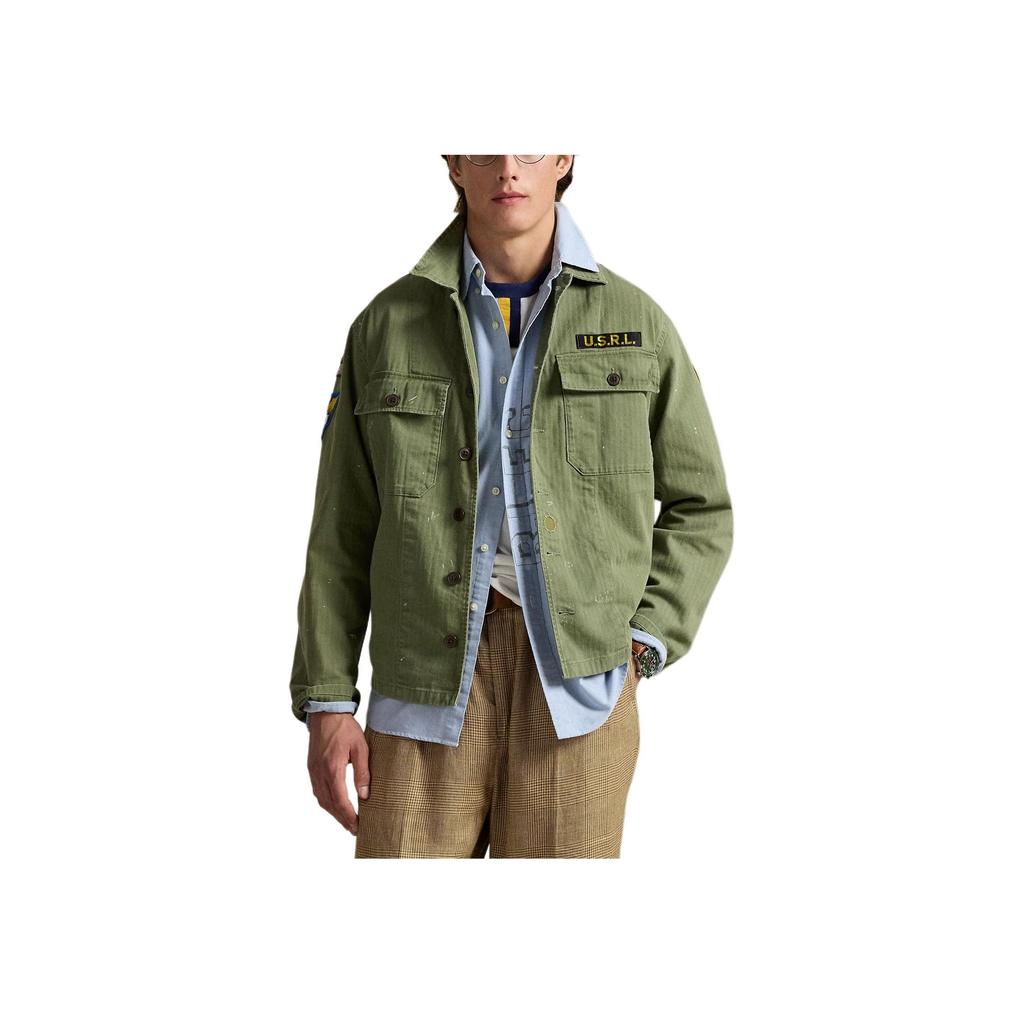 Polo Ralph Lauren Herringbone Twill Shirt Jacket Men Jackets Green 710965071-001