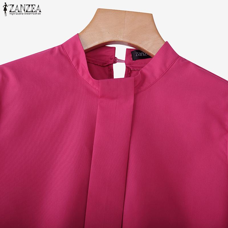 ZANZEA Women Casual Round Neck Loose Long Sleeve Blouse