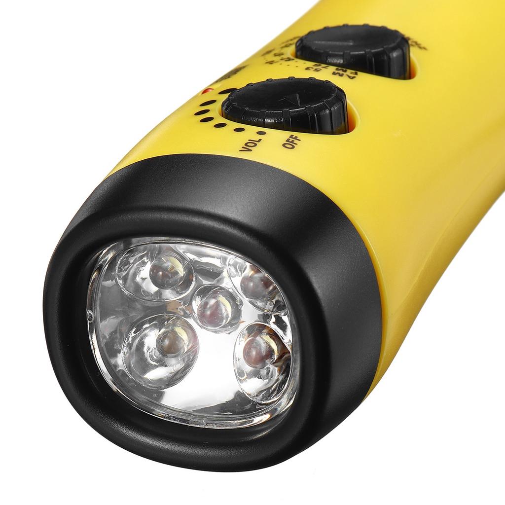 Hand Crank Flashlight Radio Emergency Cell Phone Charger Portable Super Bright 5 LED Built-in Loudspeaker