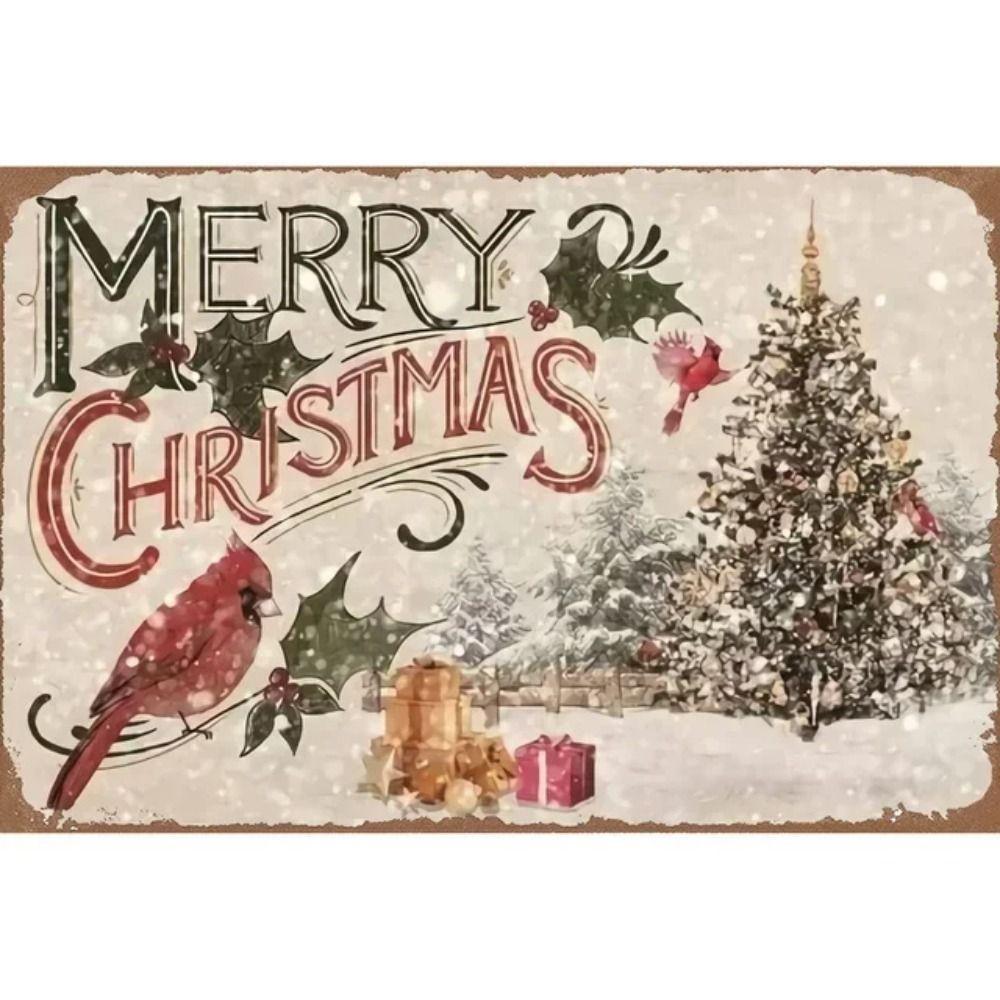 Merry Christmas Santa Metal Sign, Festive Holiday Wall Decor 20x30cm