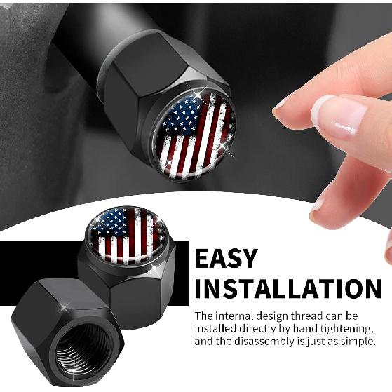 Tire Valve Stem Caps 4 Pack, Car Wheel Stem Caps,Aluminum Air Valve Covers Universal Fit for Cars, SUVs,Trucks, Bikes, and Motorcycles(Vintage n