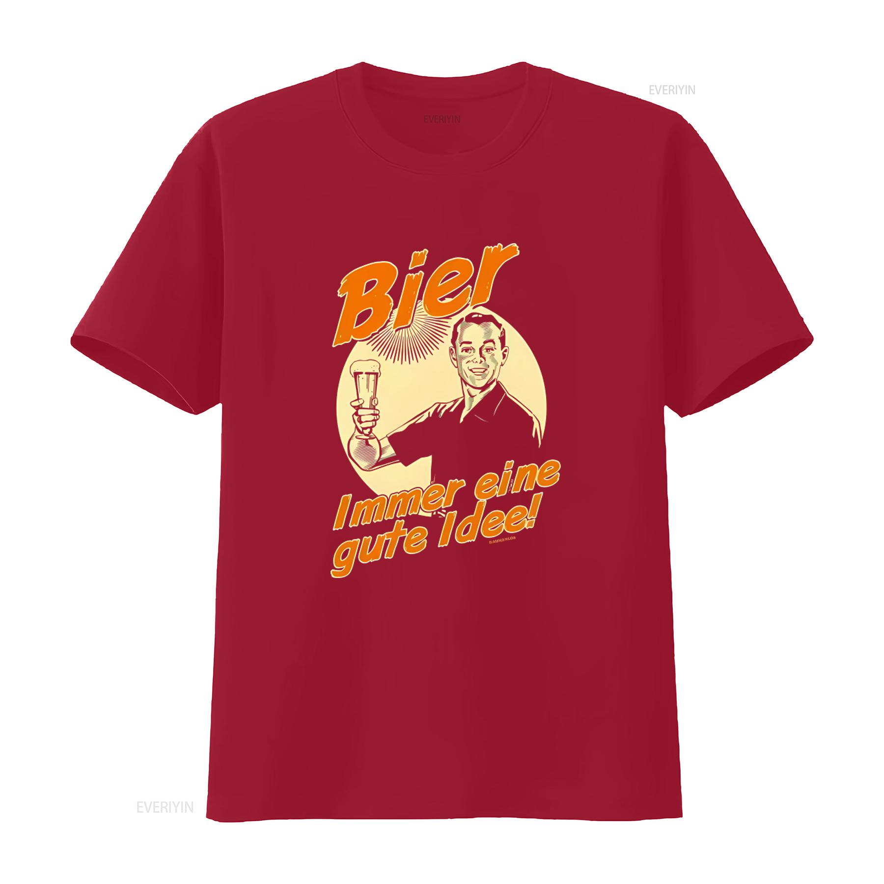 

Fun T Shirt Bier Immer Eine Gute Idee Cool Retro Beer Lover vintage Washed streetwear Stylish graphic homme Breathable Unisex S