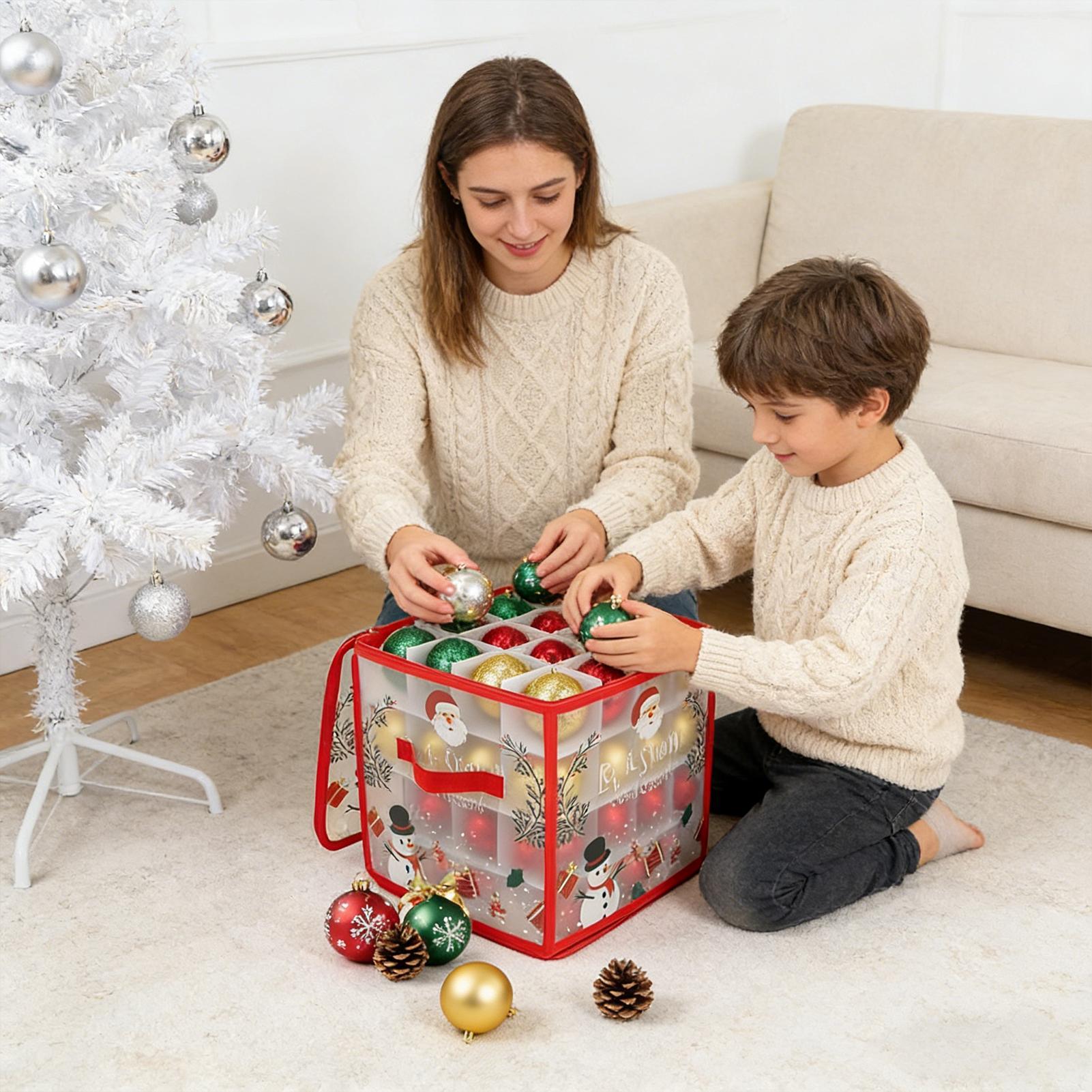 

Christmas Ornament Storage Box Zippered Organizer Bins With Dividers 64 Christmas Balls Container For 64 Balls Holiday Home China Mainland
