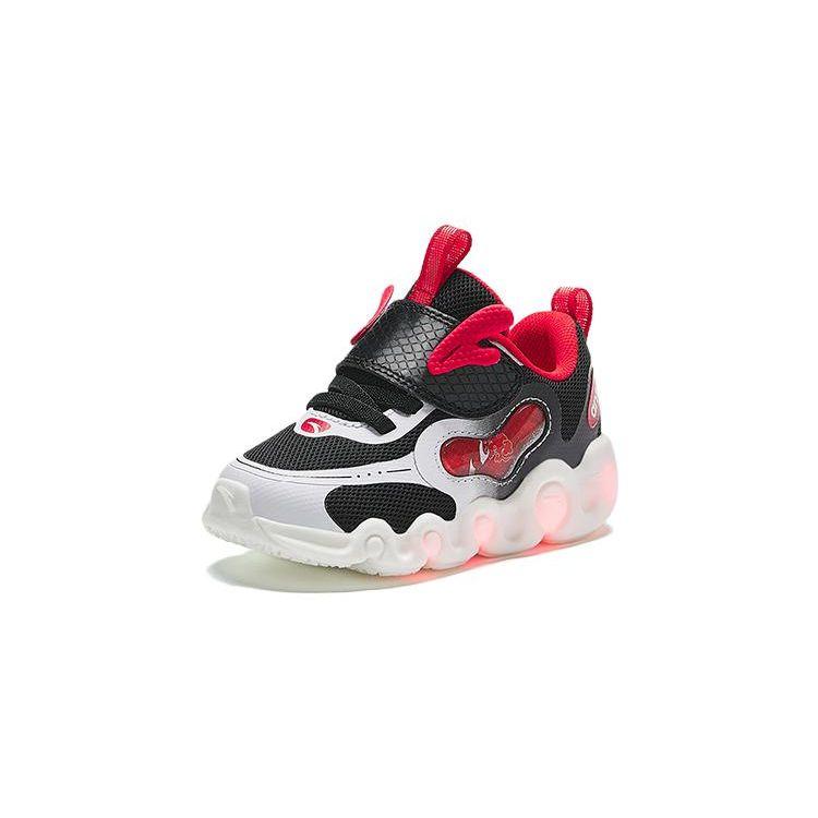 Anta Kids Comfortable Shock Absorbing Wear Resistant Low Top Walking Shoes Baby Shoes Black White Red 312410013-1