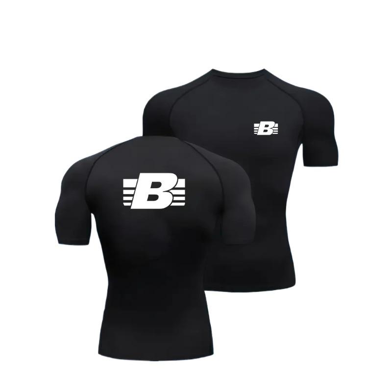 Men's Compression Running T-shirt Fitness Gym Tight Shirt Sleeve Sport Training Sportswear Sweat-Resistant Fashion Jogging High-Elasticity Tops