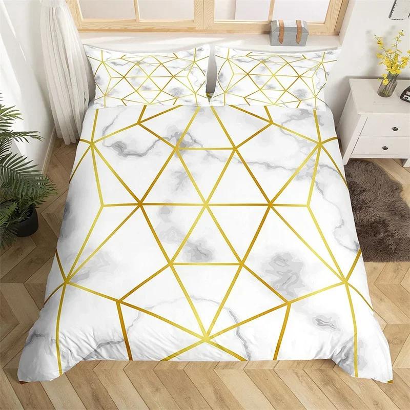 

Geometric Duvet Cover Set Marble Bedding Set Microfiber Abstract Art Comforter Cover Single Full King Queen For Boys Girls Room EU Single(135x200cm)