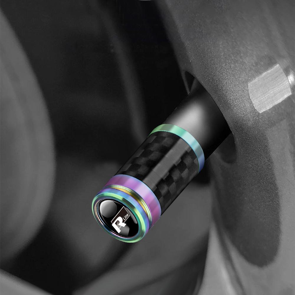 For Volkswagen VW New 3D Car Accessories Wheel Carbon Fiber Valve Caps Stem Case For VW Rline Passat GTI Lavida Sagitar Scirocco Tiguan Scirocco EL1