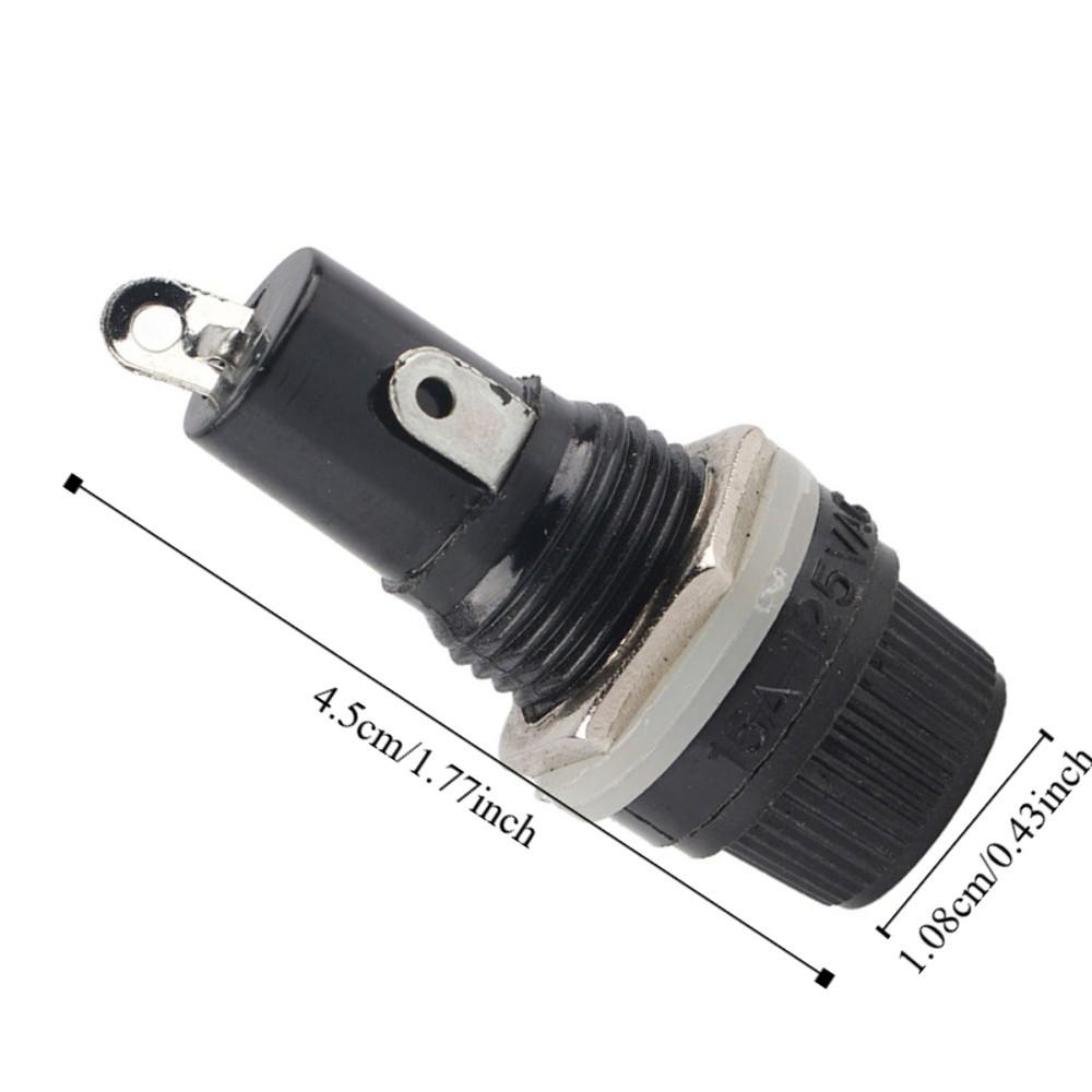 10PCS Black Electrical Screw Holder Durable Flat Tube Type Fusehold  Electronic Equipment