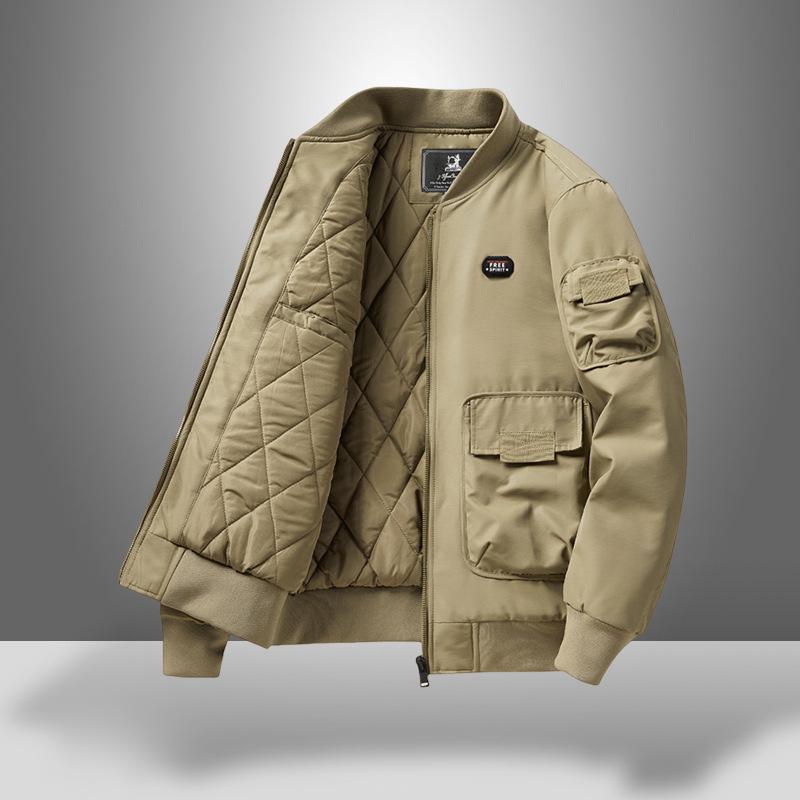 Chaqueta de Algodón Acolchada MA-1 para Hombre para Otoño/Invierno, Abrigo de Vuelo con Cuello de Béisbol