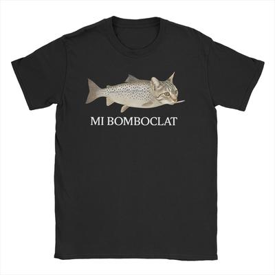 Bomboclat Ryba Kočka Meme Pánské Dámské Tričko Vtipný Rybář Ležérní Tričko Krátký Rukáv Kulatý Výstřih Trička 100% Bavlna Oblečení