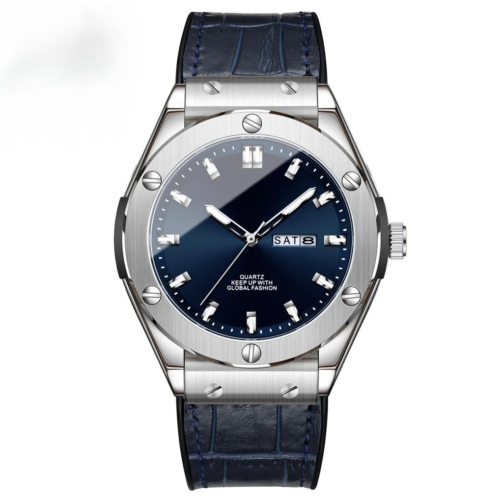 Business Watch Waterproof Luminous Date Calendar Function Men's Stainless Steel Quartz Wristatch