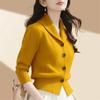 Fashion Minimalist Jacket Long Sleeved Knitted Autumn And Winter Cardigan Niche Loose Fitting Sweater For Women Blazer