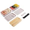 Japanische Bento-Lunchbox für Erwachsene, auslaufsicherer Lunchbehälter mit Bambusdeckel, 4 Utensilien, Essensvorbereitung, Bento-Box zur Portionskontrolle