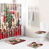 Christmas Shower Curtain Floor Mat Combination Four-Piece Set Bathroom Toilet Carpet Shower Room Mat Foot Mat