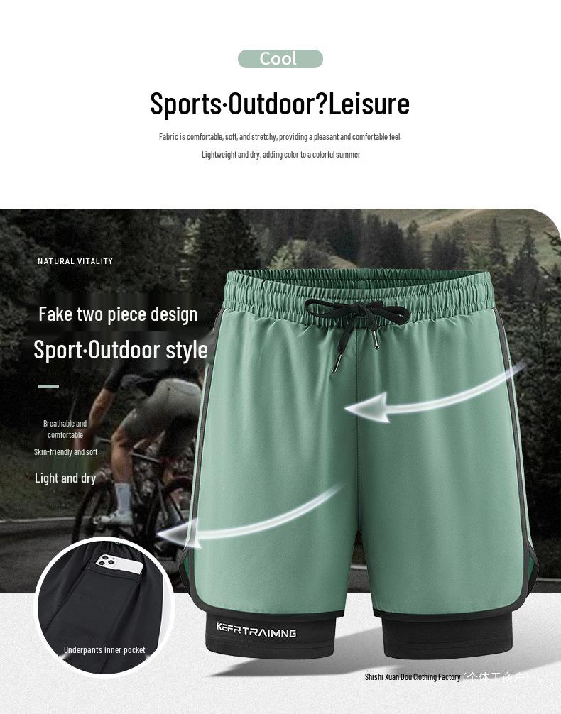 Unisex Quick-Dry Two-Piece Style Summer Sports Shorts for Running and Training