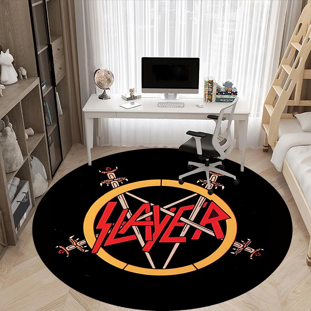 1PC Slayer Music Office Round Area Rug, Indoor Mat Suitable For Office, Under Office Chairs Bedroom Living Room Home Decor DT1212103