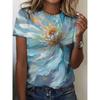Daily Versatile Flower Women's Printed Crew Neck Top Short Sleeve Casual T-Shirts Women’s