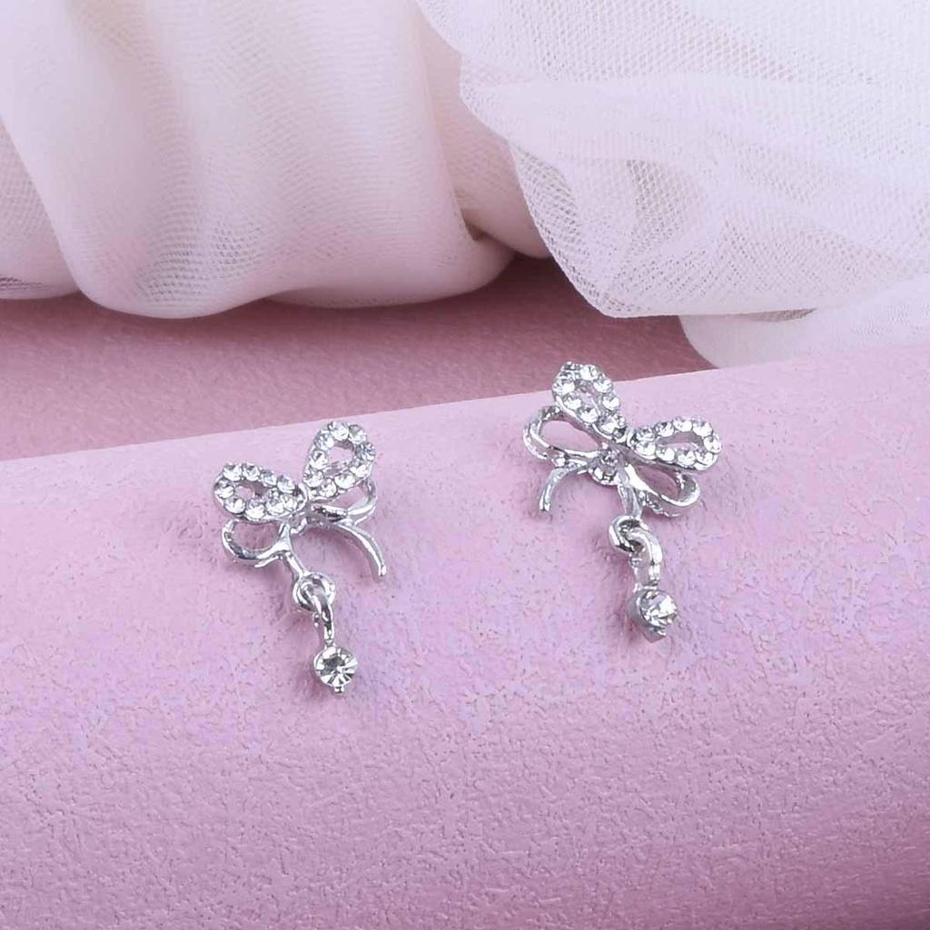Korean Rhinestone Bow Earrings for Women - Elegant Autumn/Winter Design