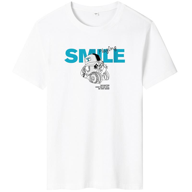 Smile Printed Man Fashion 7 Colors Tee Short-sleeved Pure Cotton T-shirt