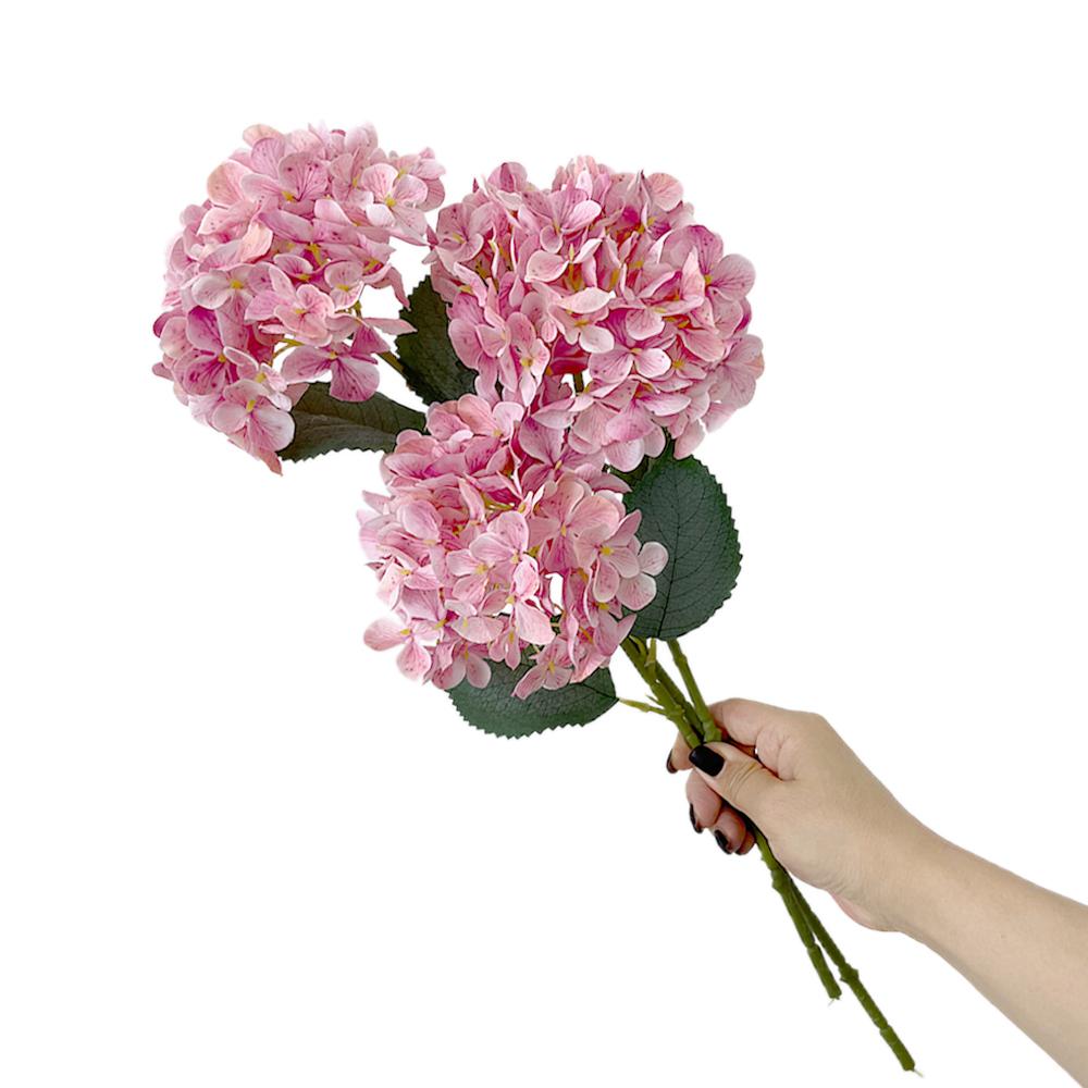 

3Pcs Hydrangea Artificial Flowers Fake Hydrangea Silk Flowers Faux Hydrangea Flowers for Home Wedding Centerpiece DIY Floral 3Pcs розовый