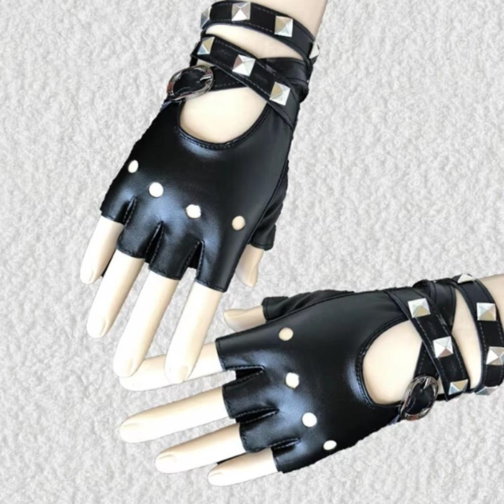Anti-Slip Half Finger Gloves Punk Fingerless Mittens Unisex Performance Gloves  Rock-and-roll