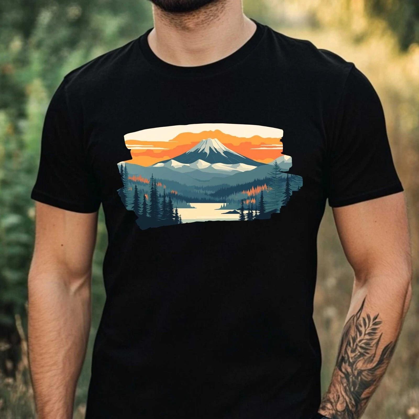 T-Shirt Herren Vulkan Landschaft Motiv Baumwolle Größe XS bis 5XL M