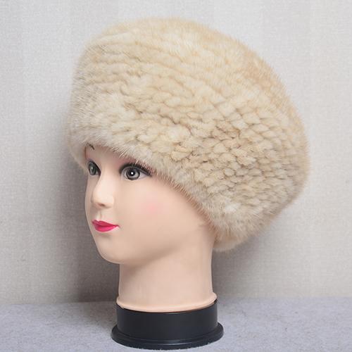 Fashion Lady Winter Warm Knit Caps Women Mink Hats Berets Luxury Women Real Natural Mink Fur Hat Beanies Real Fur Berets Hat
