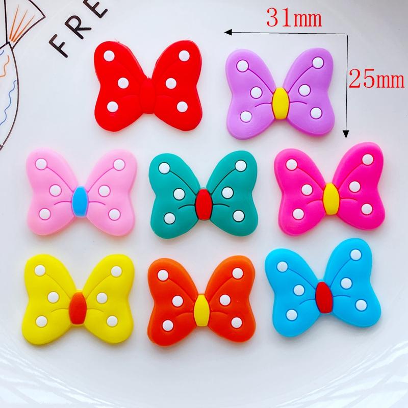20pcs New Pattern Cute Cartoon Bow Series PVC Flexible Glue Flat Back DIY Scrapbook Embellishment Phone Craft Decoration