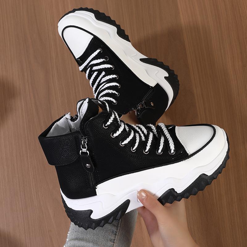 Dámské zimní s fleecovou podšívkouNové dámské krátké boty Podzim Silná podrážka Zvyšující výšku Populární boty