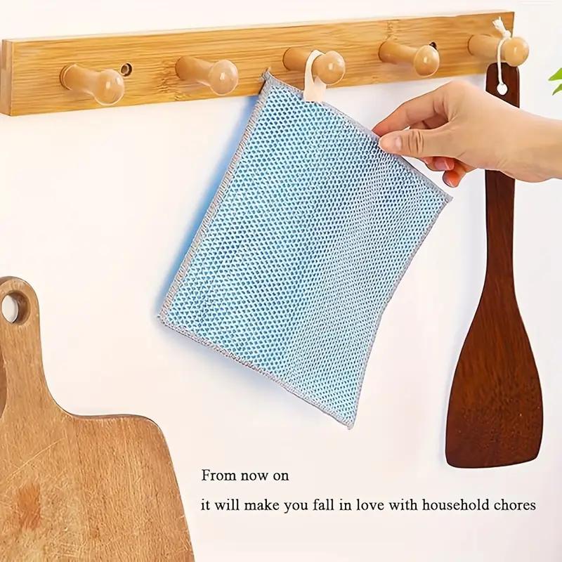 New Upgrade Double Sided Silvery Wire Coconut Shell Cleaning Cloths, Steel Wire Dishwashing Rag, Reusable Cleaning Cloths, Kitchen Cleaning Cloth