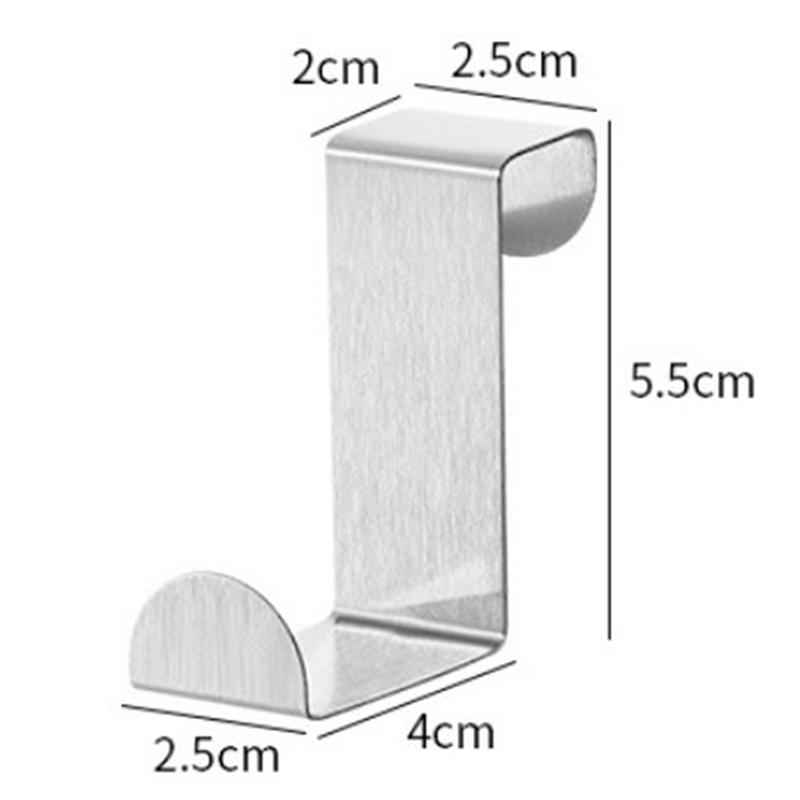 2Pcs S-Shape Cabinet Door Hook Stainless Steel Hanger Key Storage Hook Punch-Fre