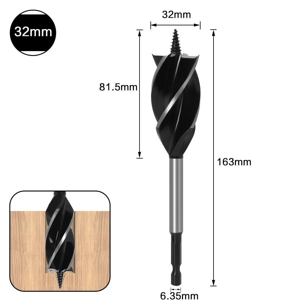 Woodworking Branch Drill, Four-Slot Woodworking Drill, Door Lock Hole Opener, Four-Blade Extended Woodworking Drill, Hexagonal Handle