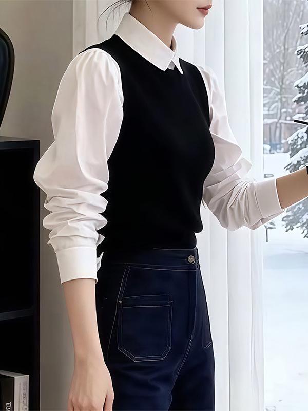 Elegant French-Style Two-Piece Long-Sleeved Shirt - Women's Spring 2026 Niche Design Top